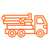 A line drawing of a truck with a pump attached to it.