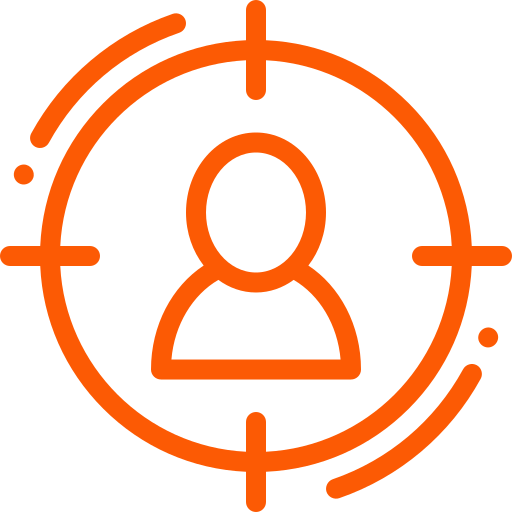An orange icon of a person in a target.