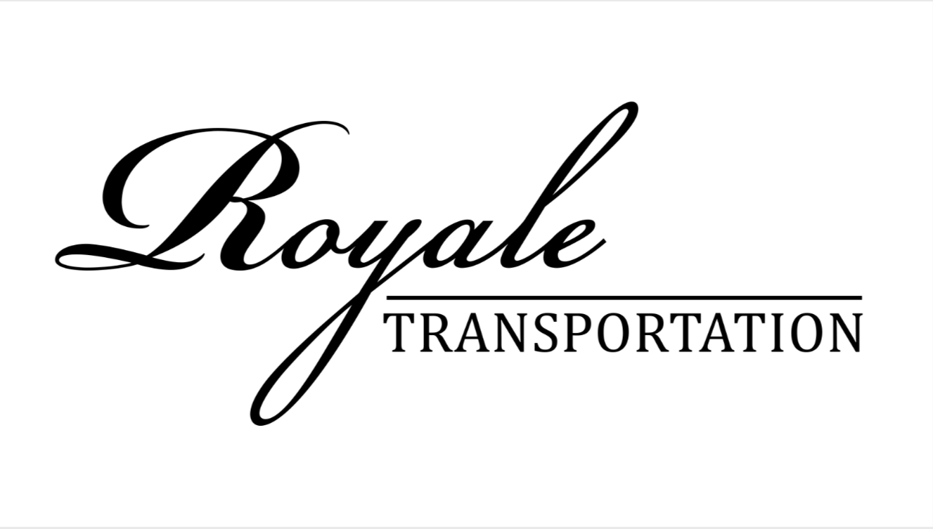 Royale Transportation logo in black script and uppercase text on white background