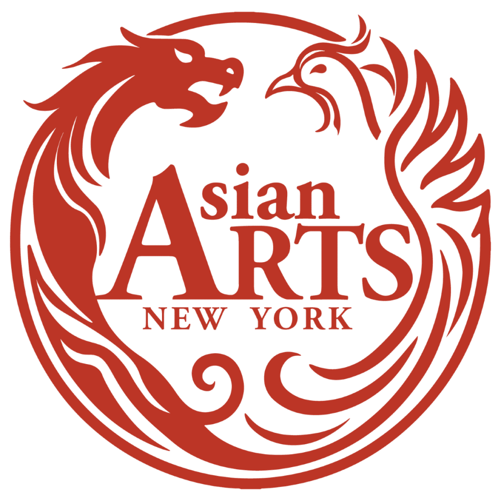 Red Asian Arts New York logo with dragon motif in a circular frame