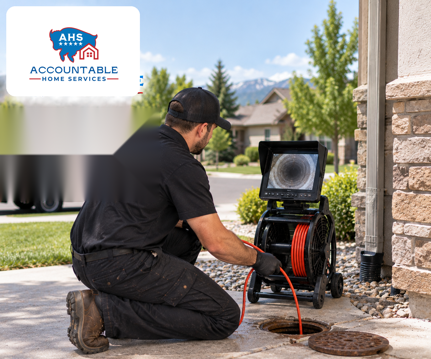 Technician performing a drain inspection in a Thornton, Colorado home