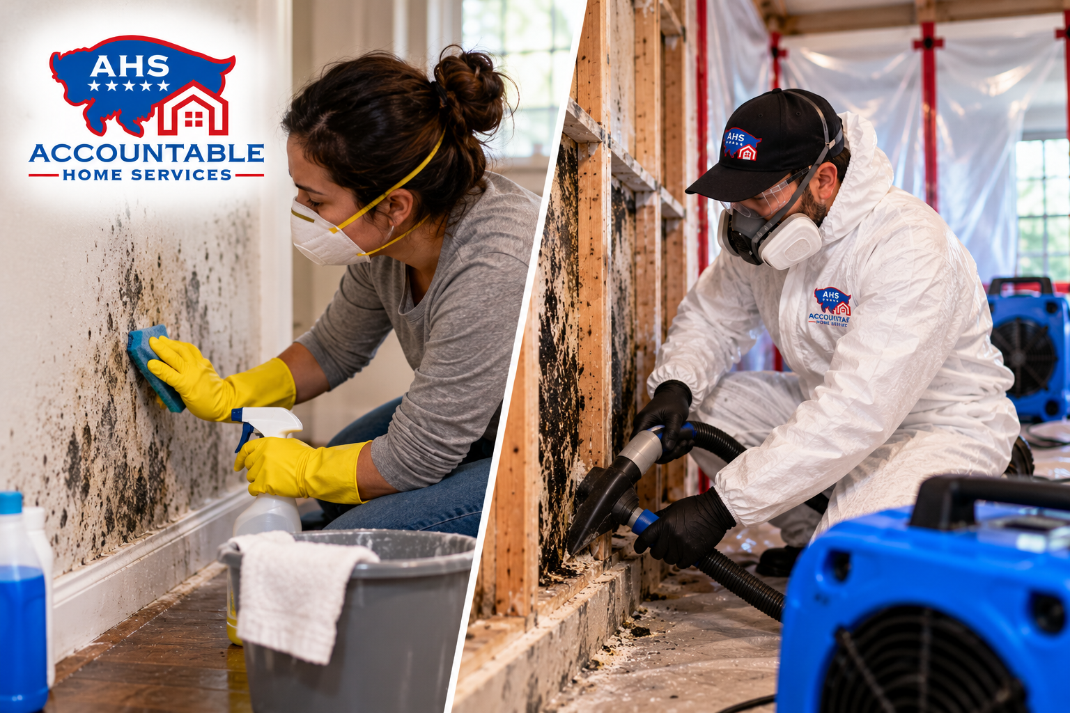 AHS technician performing professional mold remediation in a Lakewood, Colorado home