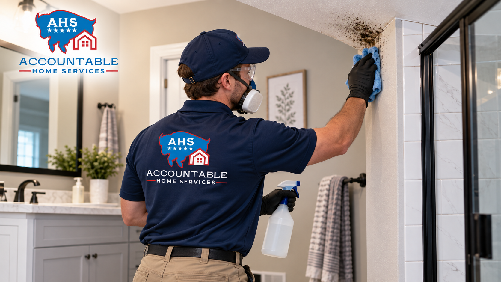 AHS technician performing professional mold remediation in an Arvada, Colorado home