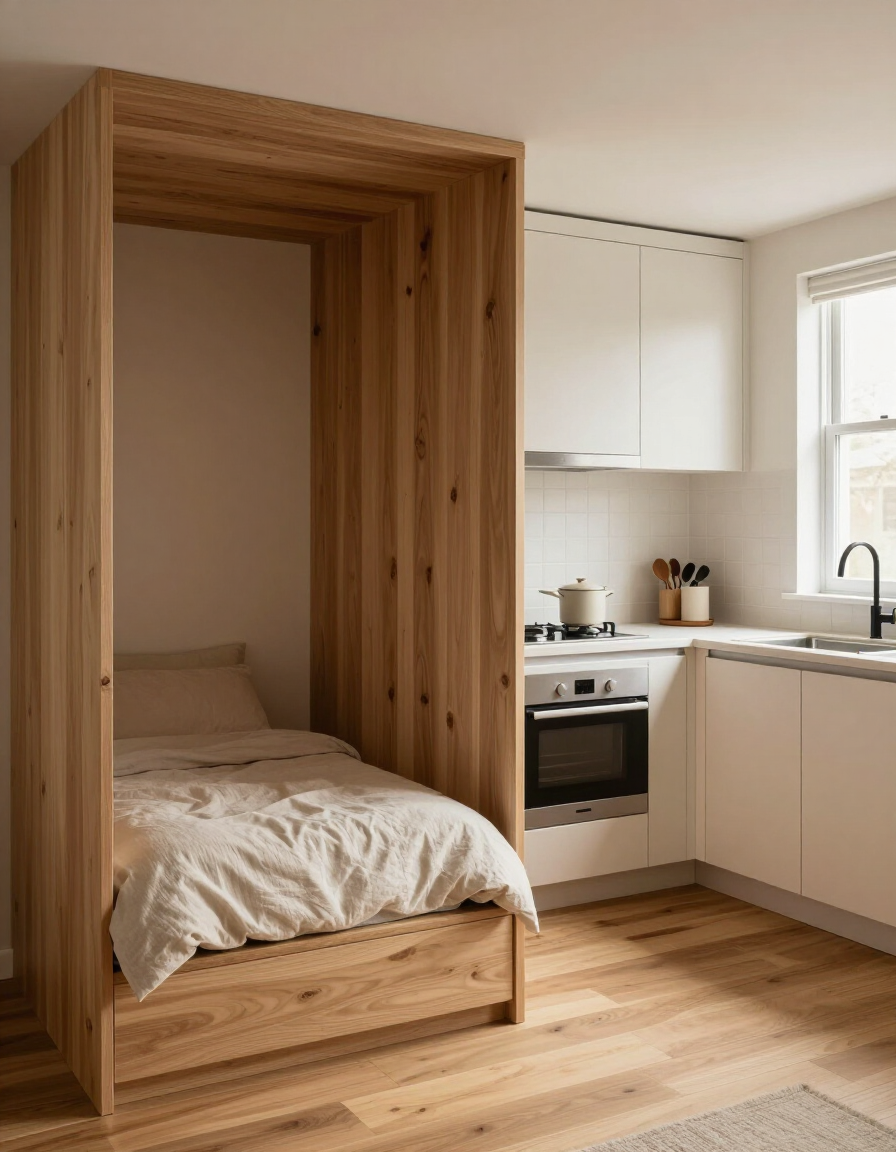 Bright modern ADU interior with open living area and kitchenette