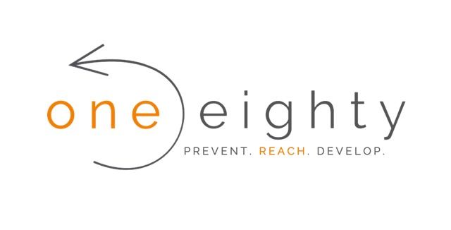 One Eighty logo with a curved arrow and the tagline “Prevent. Reach. Develop.”