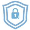 Blue shield icon with a lock symbol in the center