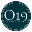O19 Golfhouse logo in white on a dark teal circular background with double border