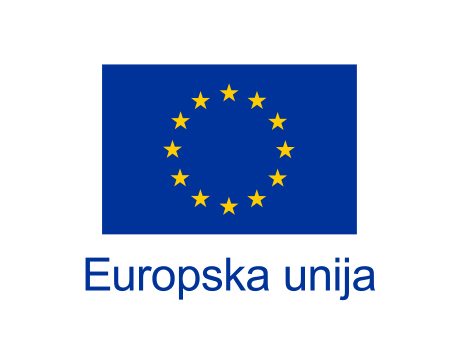A blue flag with yellow stars and the words europska unija below it