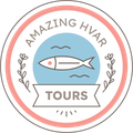 A fish in the middle of the ocean with some lavender around logo for company Amazing Hvar Tours