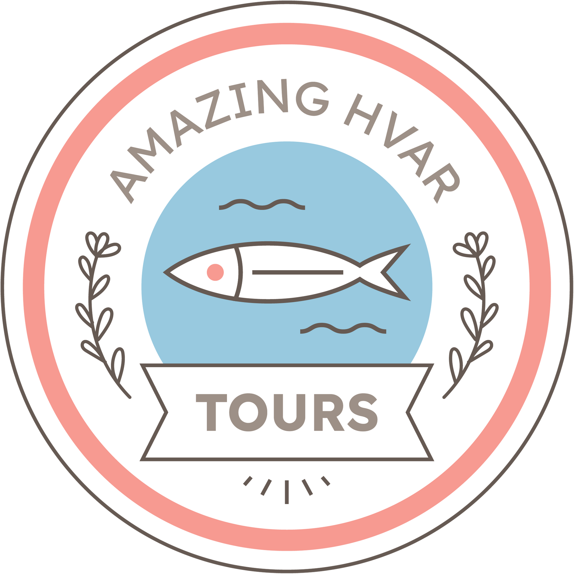 A fish in the middle of the ocean with some lavender around logo for company Amazing Hvar Tours