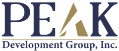 PEAK Development Group, Inc. logo in navy and gold