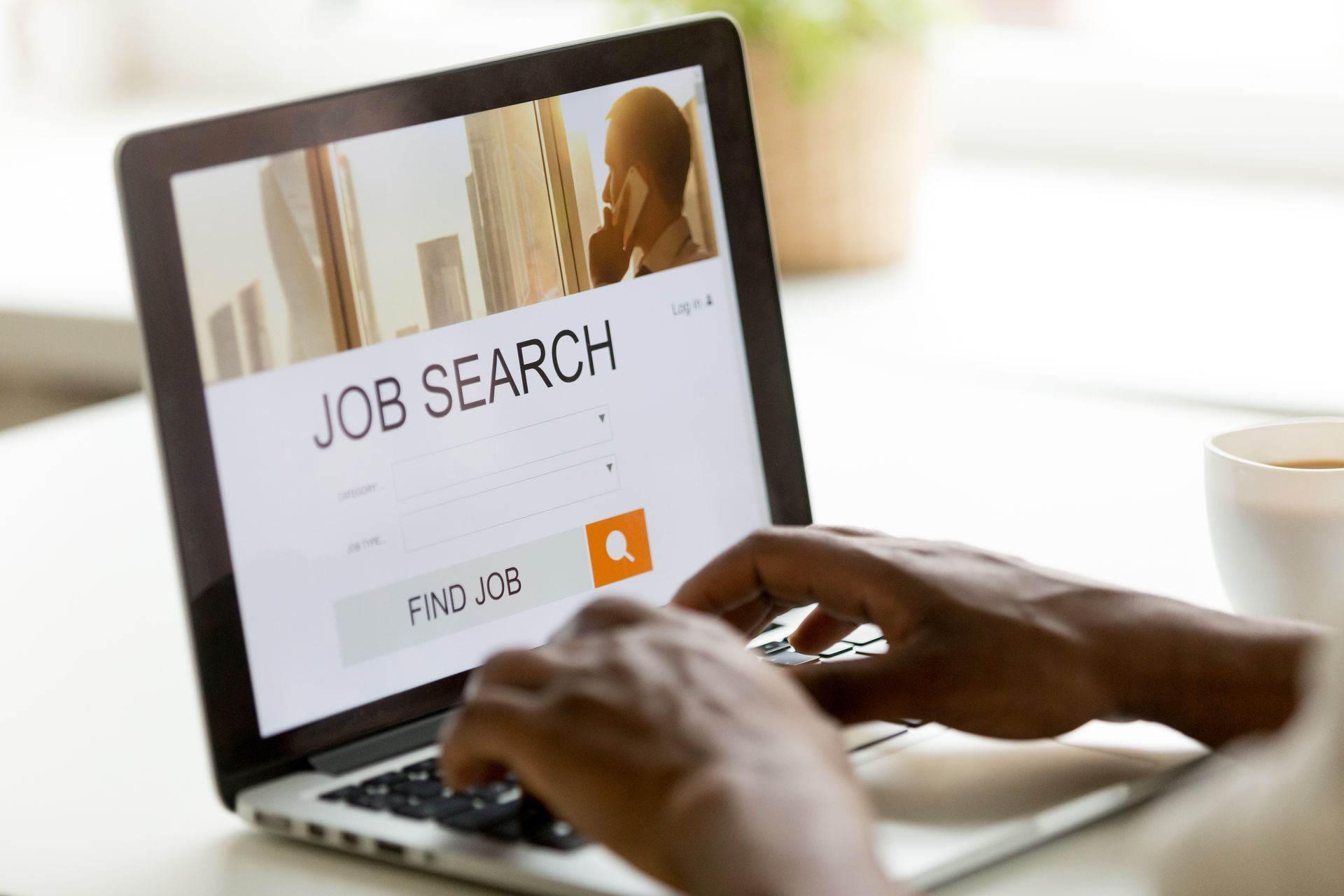 Computer with Job Search on the screen