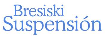 Logotipo azul de “Bresiski Suspension” en texto con serifa.