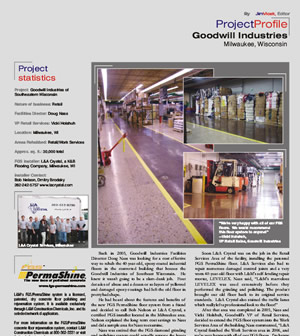 Project profile for Goodwill Industries in Milwaukee, showing a warehouse interior and staff photos