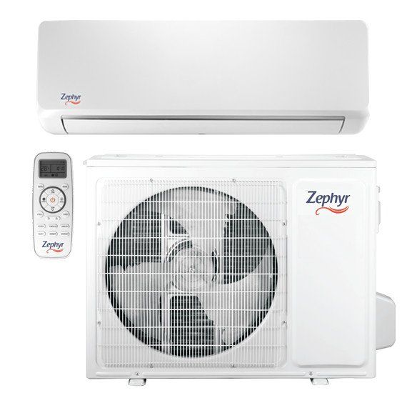 Un climatiseur zephyr blanc avec télécommande