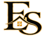 Gold and black ES logo with a house roof and window icon centered underneath