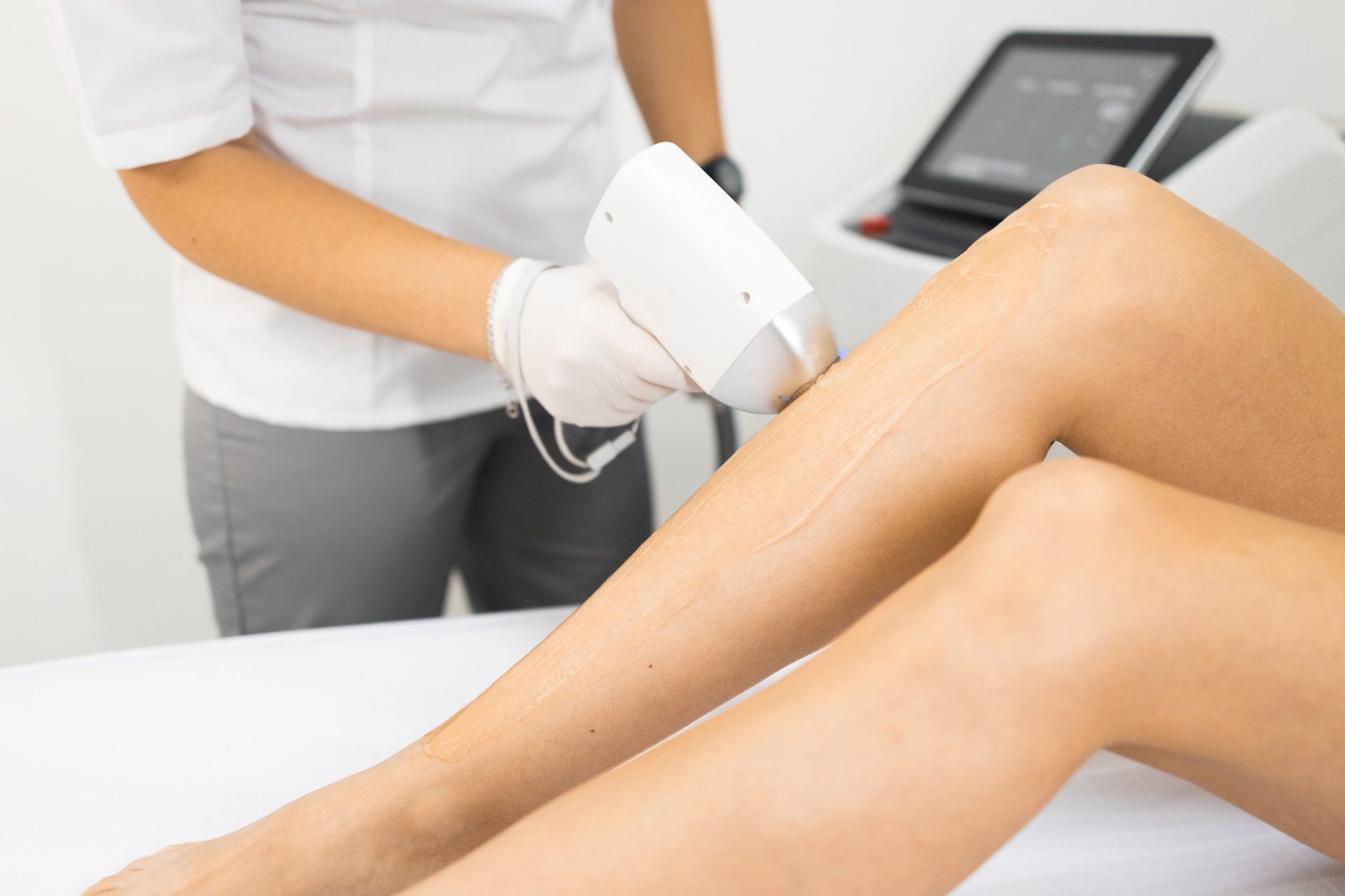 closeup laser hair removal on legs