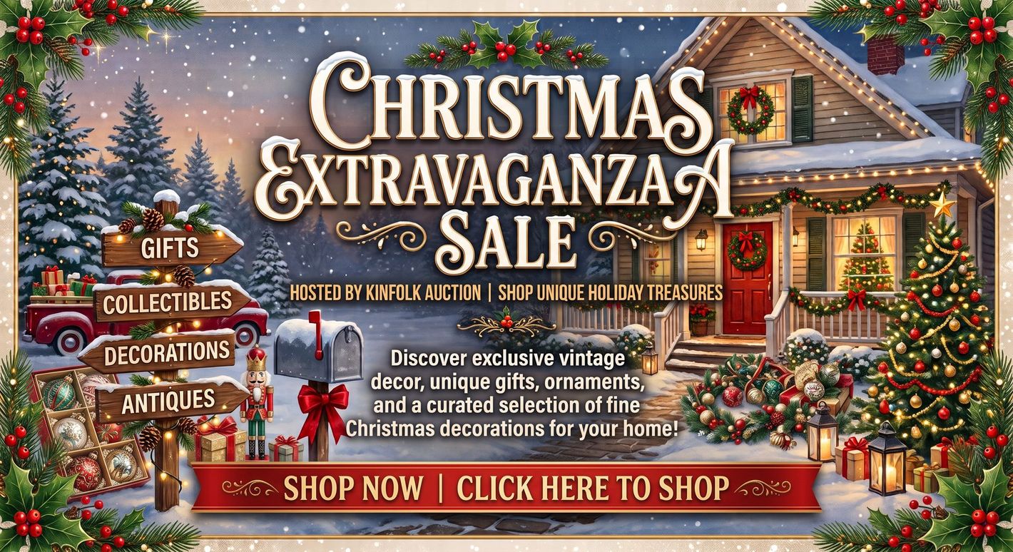 Christmas Extravaganza Sale  with festive storefront, holiday decor, and shop now call-to-action