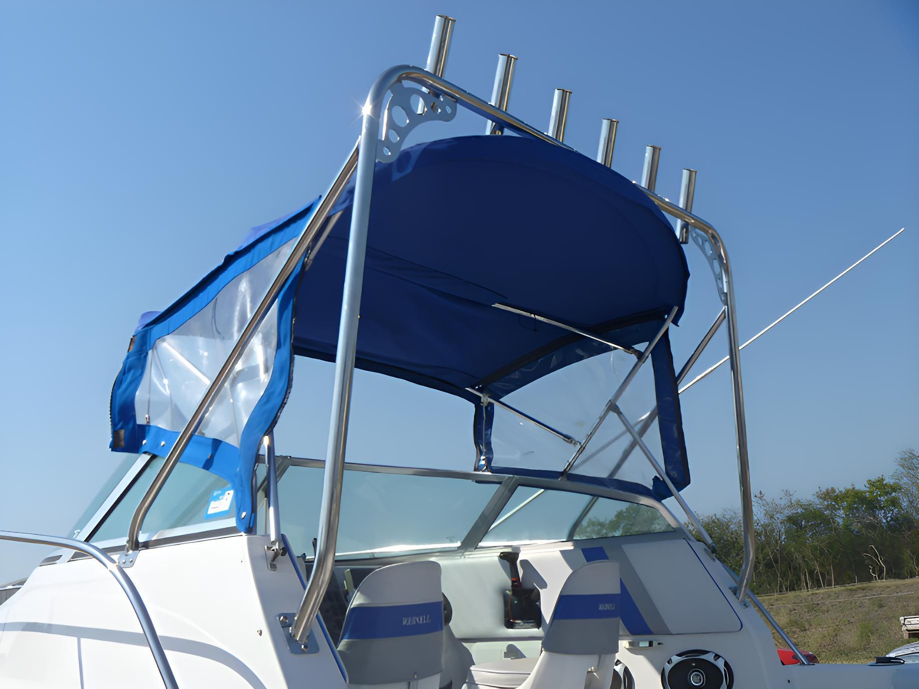 A Boat With a Blue Canopy On Top of It — Brian Martin's Sheet Metal In North Mackay, QLD