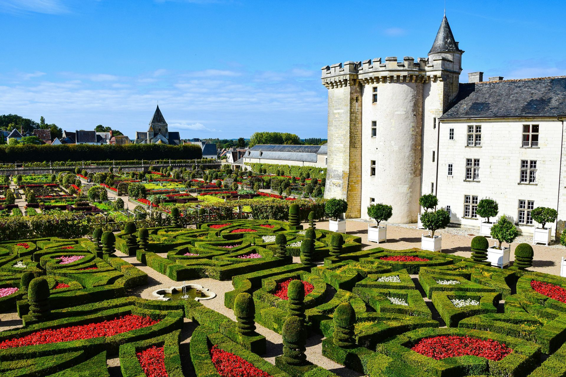 Beautiful gardens of Château de Villandry, showcasing Renaissance landscaping in the Loire Valley