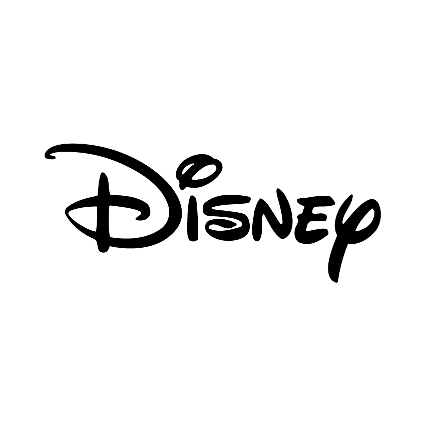 A black and white disney logo on a white background.