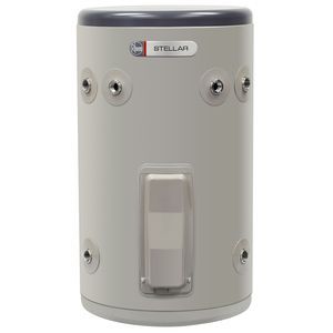 A grey Water Heater in front of a white background — Solar Services in Erina, NSW