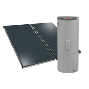 A grey hot water pump and panels in front of a white background — Solar Services in Erina, NSW
