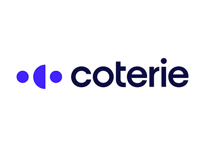Coterie logo with purple icon and dark navy text on a white background