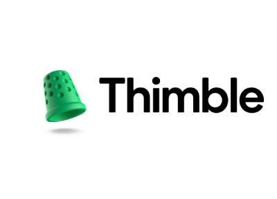 Green thimble logo next to the word “Thimble” in black text