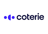 Coterie logo with purple icon and dark navy wordmark on white background