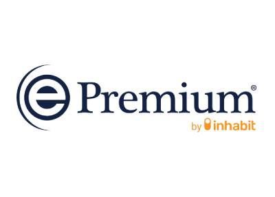 EPremium logo with circular blue icon and “by inhabit” in orange and gray text