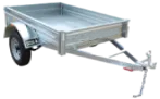 Silver Utility Trailer With a Single Wheel — Hasti Skips in Bangalow, NSW