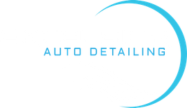 The logo for excelsior auto detailing is a blue circle with waves in it.