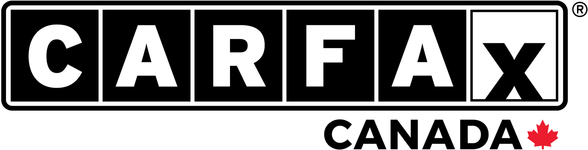 A black and white logo for carfax canada