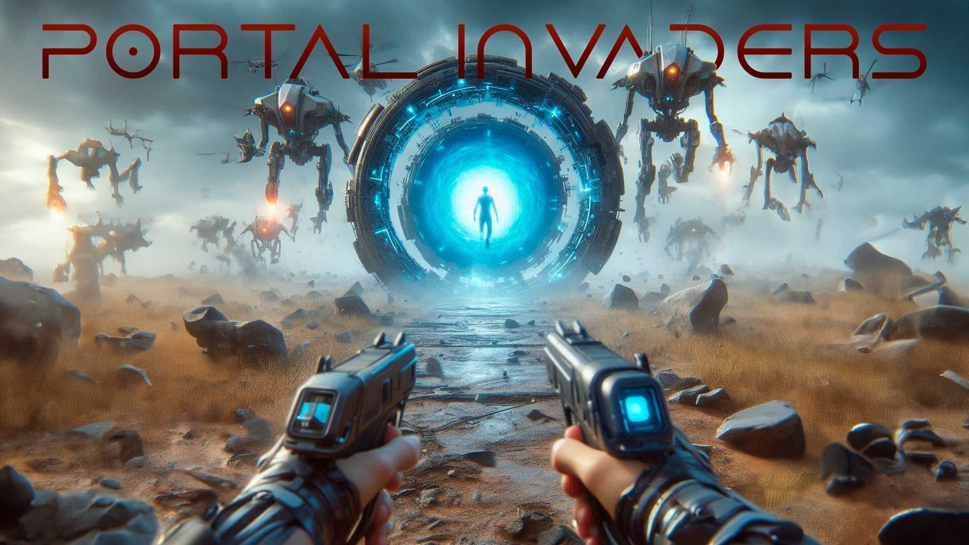 First-person view of a shooter game titled 