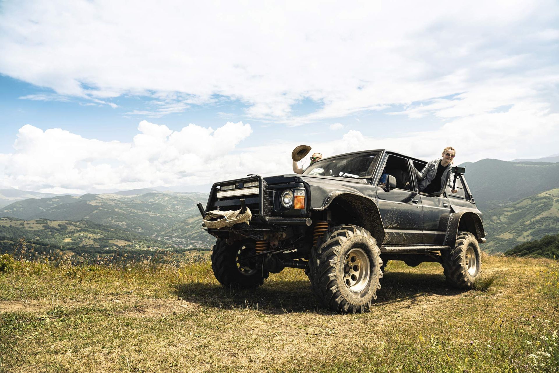 Off-road vehicle in the mountains