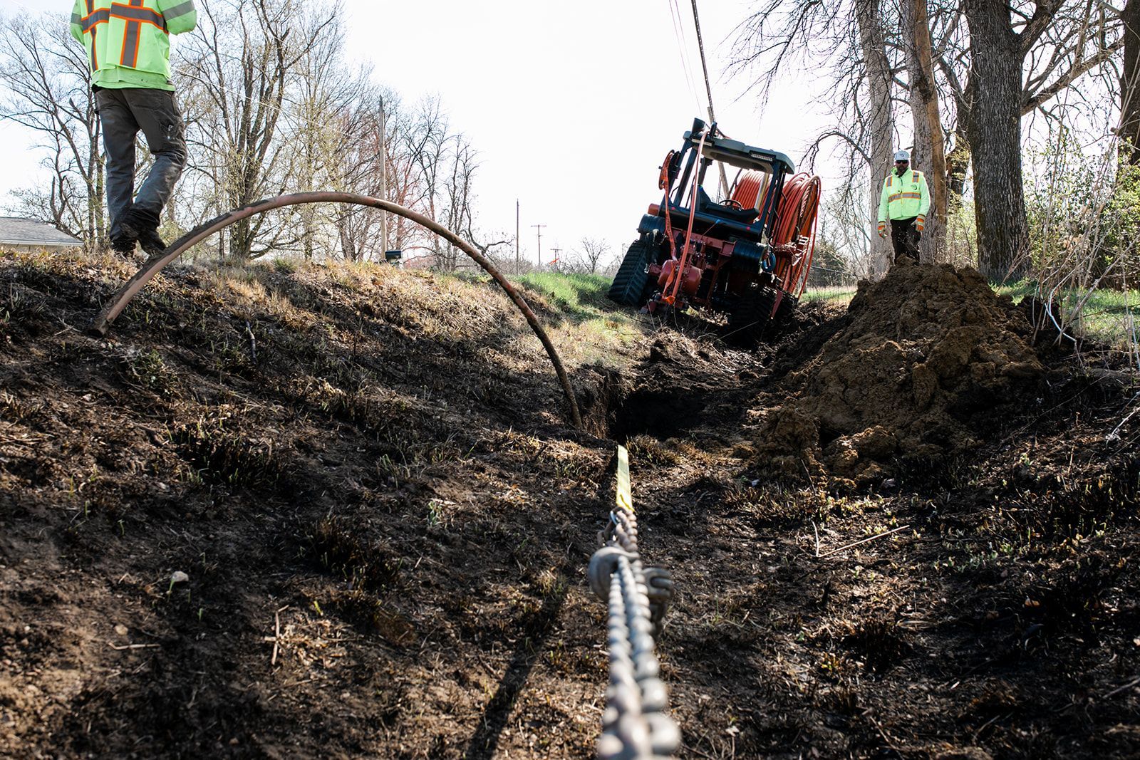 Black Dirt with machinery cable plowing