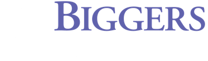 Blue “BIGGERS” text on a white background