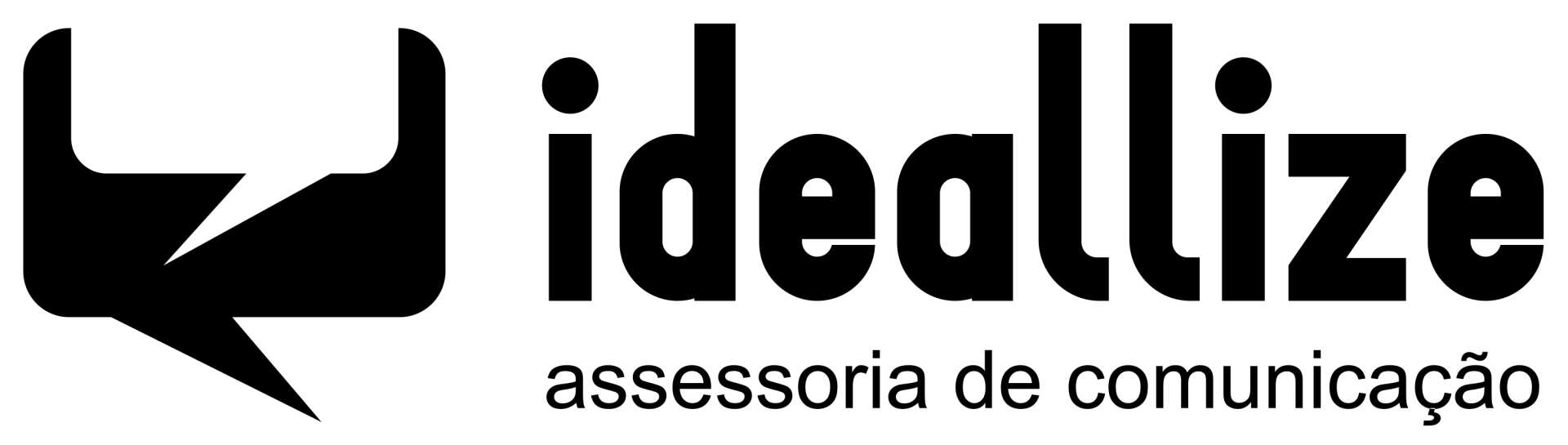 A black and white logo for ideallize assessoria de comunicacao