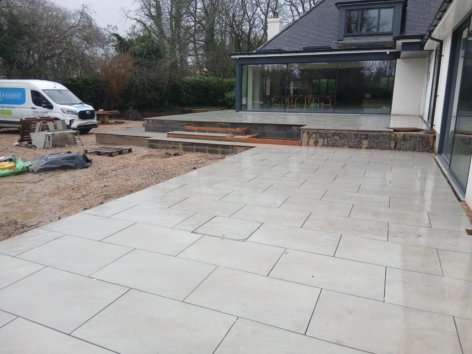 porcelain patio being laid at elegant property in bray