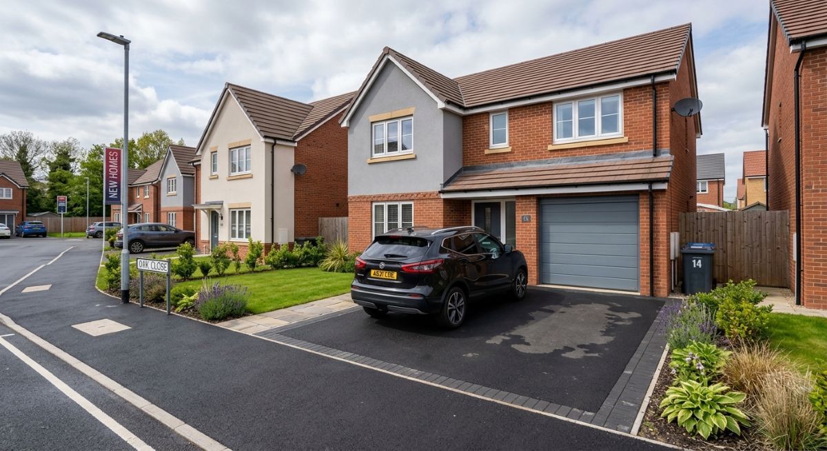 Tarmac driveway in new development in Taplow, Berkshire