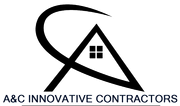 Black logo of "A&C Innovative Contractors": stylized "A" with a house icon and curved line.