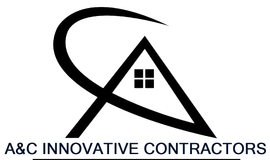 Black logo of "A&C Innovative Contractors": stylized "A" with a house icon and curved line.