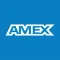 AMEX logo in white on a blue background
