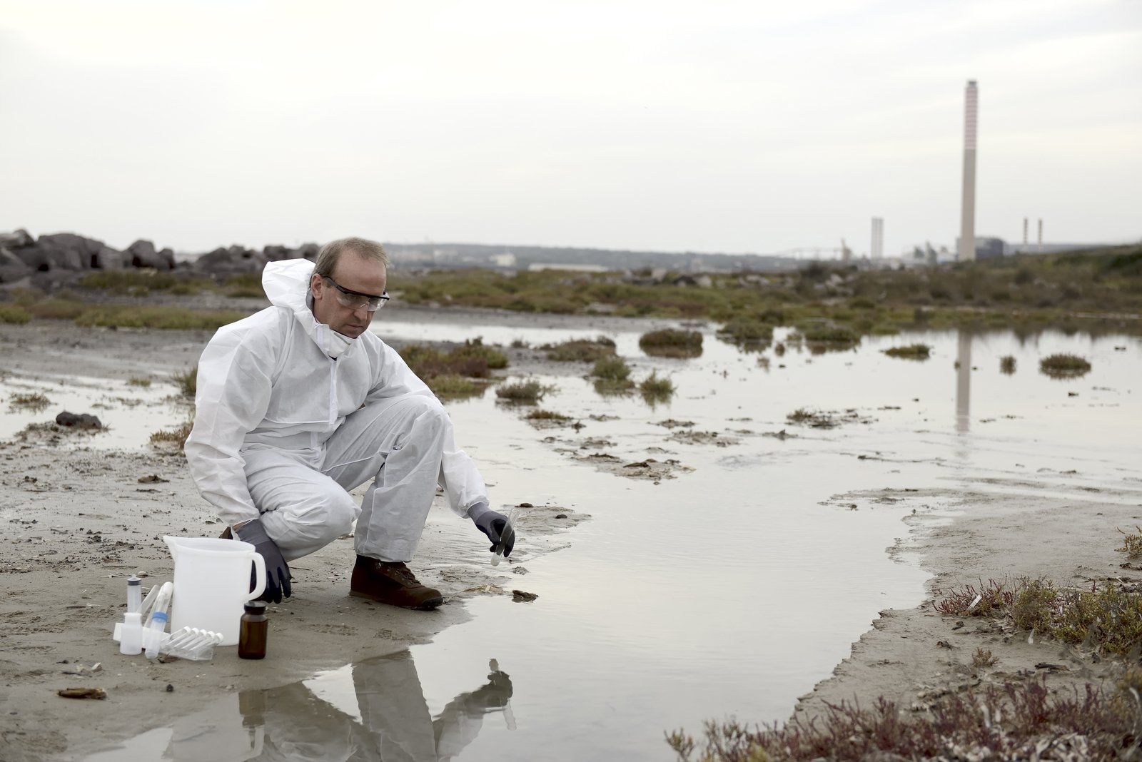 man checking the waters