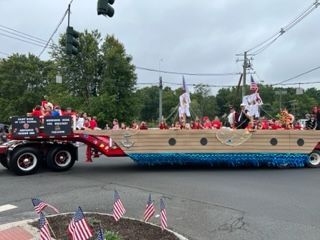 Previous St. Rose School float in the Newtown Labor Day Parade