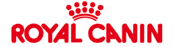 Royal Canin pet food logo in red with a crown above the name.