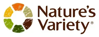 Logo for Nature's Variety with a colorful circle icon and the brand name in brown text.