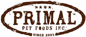 Logo for Primal Pet Foods Inc. with brown text and an oval frame.