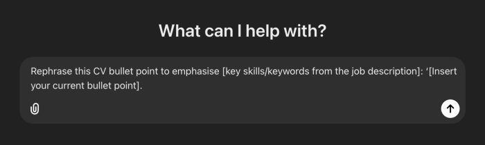 A computer screen asking what can i help with